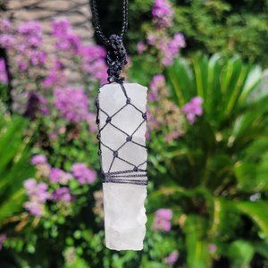 Selenite Corded Pendant